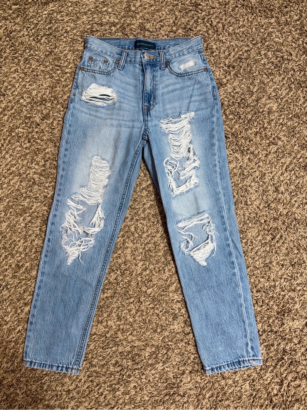 Aeropostale Light Blue High-Rise Distressed Jeans